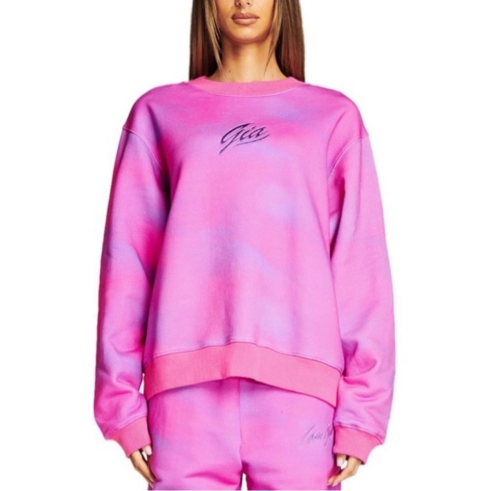 I.AM.GIA | Pink Tie-Dye Logo Taja Crewneck Sweatshirt ~ Small